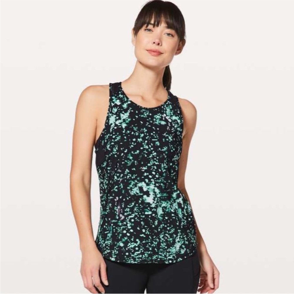 Lululemon Sculpt Tank II in Pixel Haze Multi Black with Mesh Inlay, size S